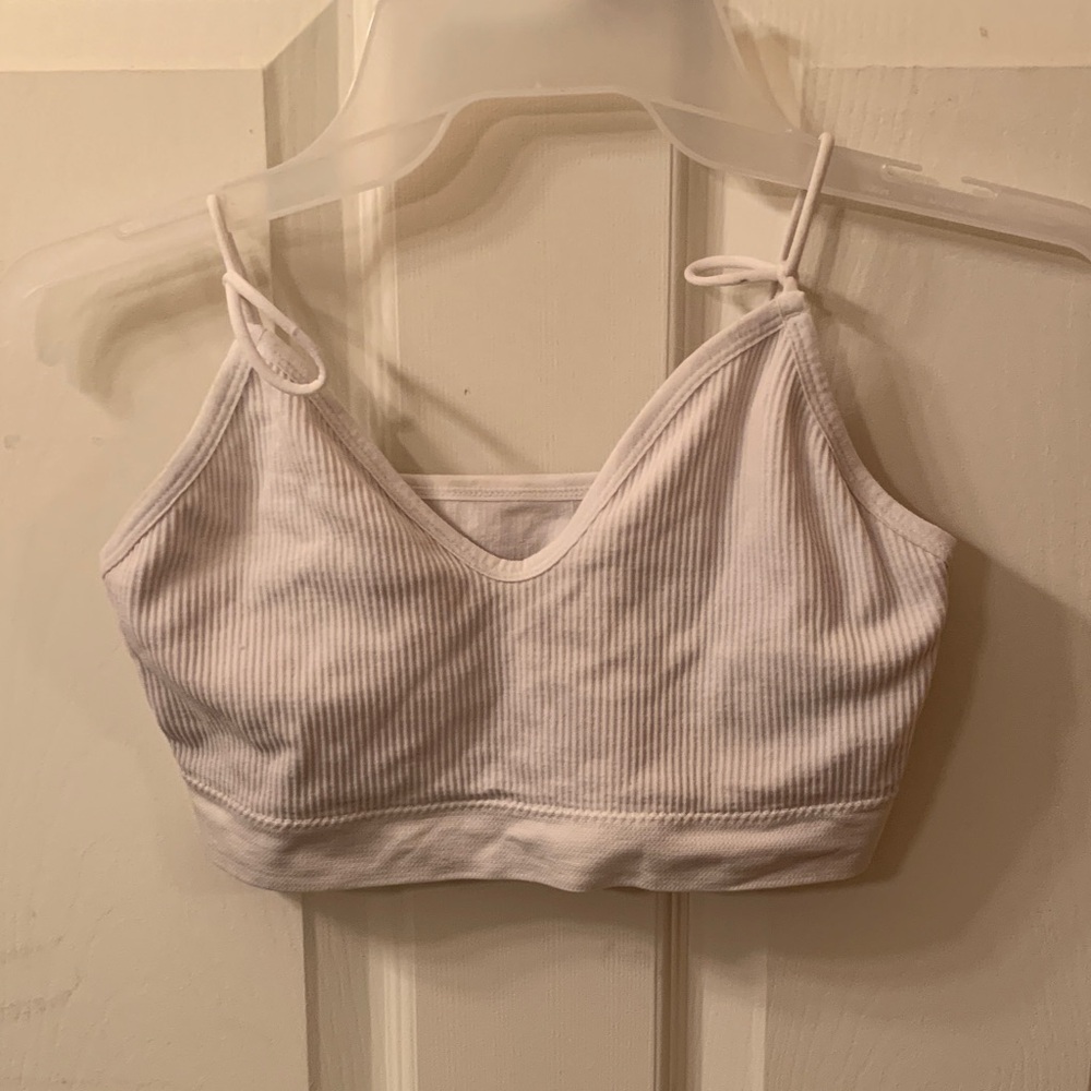 Elegant White Ribbed Bralette